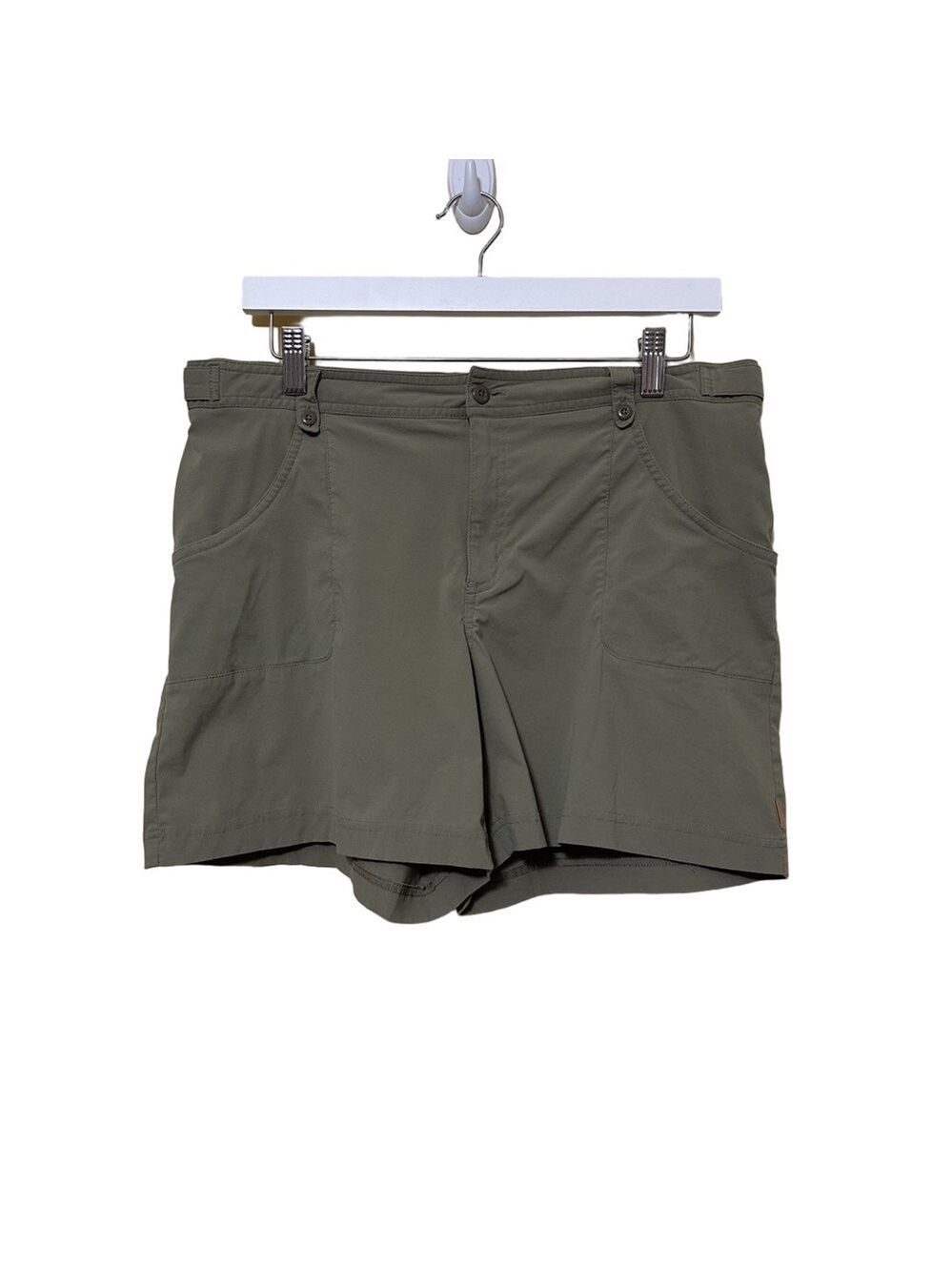Lucy Mid Rise Flat Front Nylon Shorts Women Size Large Green Gorpcore Outdoor